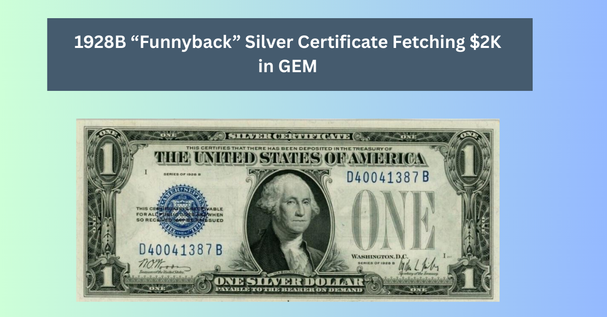 1928B “Funnyback” Silver Certificate Fetching $2K in GEM – Quirky Fonts, Blue Seal Charm, and Collector’s Insights